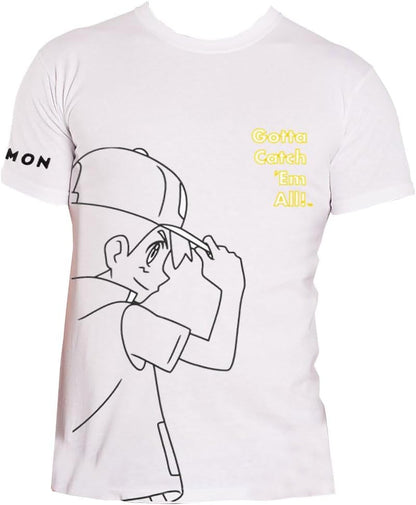 Pokémon - Ash - Herren Männer Jungen Kurzarm T-Shirt