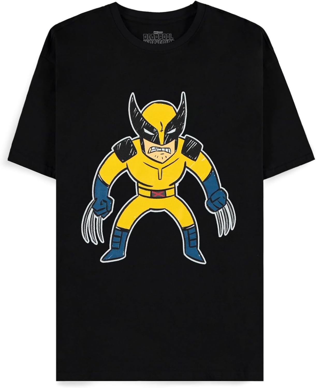 Deadpool - Wolverine Kids Drawing - Men`S Short Sleeved T-Shirt - L Short Sleeved T-Shirts M Black