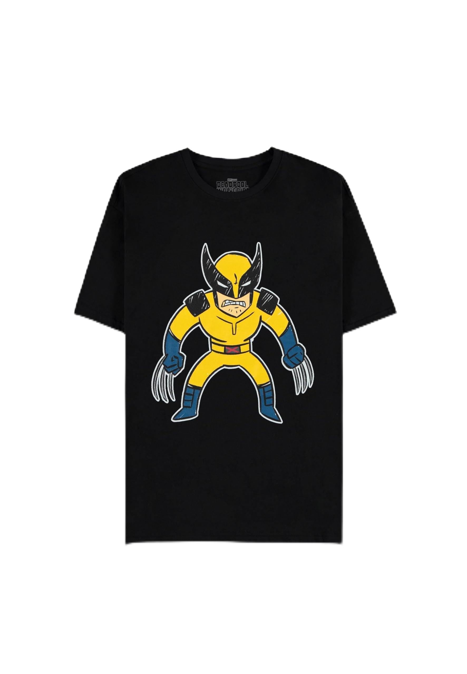 Deadpool - Wolverine Kids Drawing - Men`S Short Sleeved T-Shirt - Xl Short Sleeved T-Shirts M Black