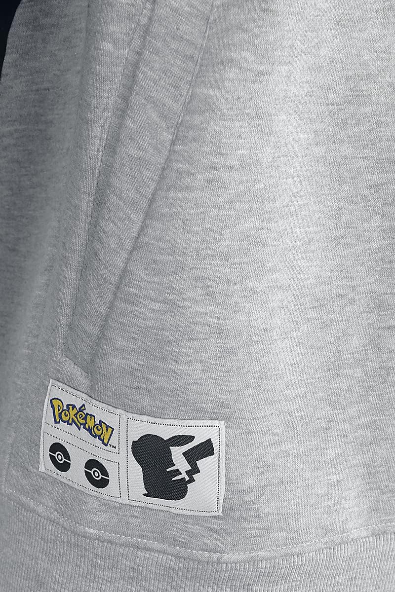 Pokemon: Pika 025 Zipper Grey (Felpa Con Cappuccio Unisex Tg. 2Xl)