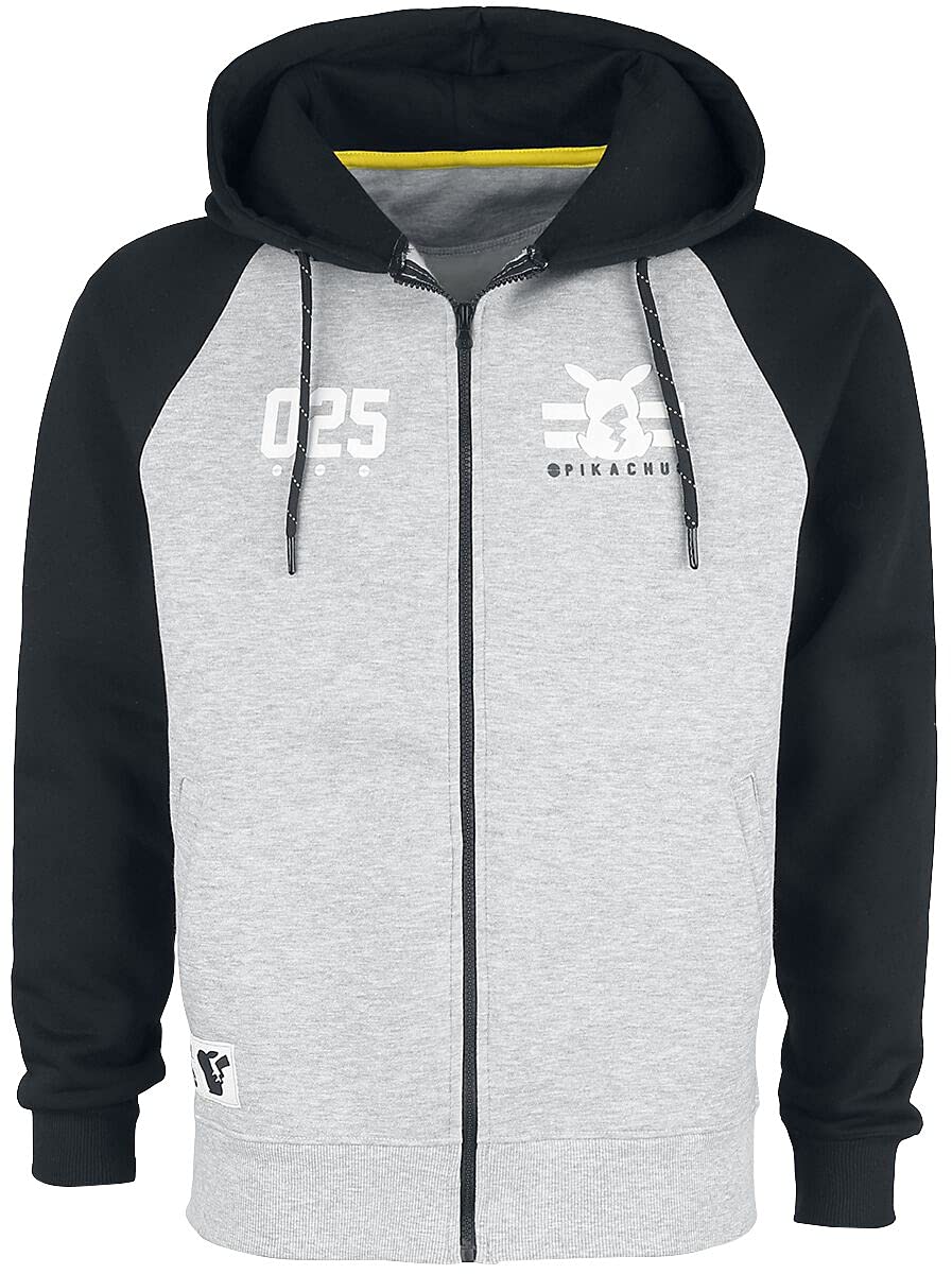 Pokemon: Pika 025 Zipper Grey (Felpa Con Cappuccio Unisex Tg. 2Xl)