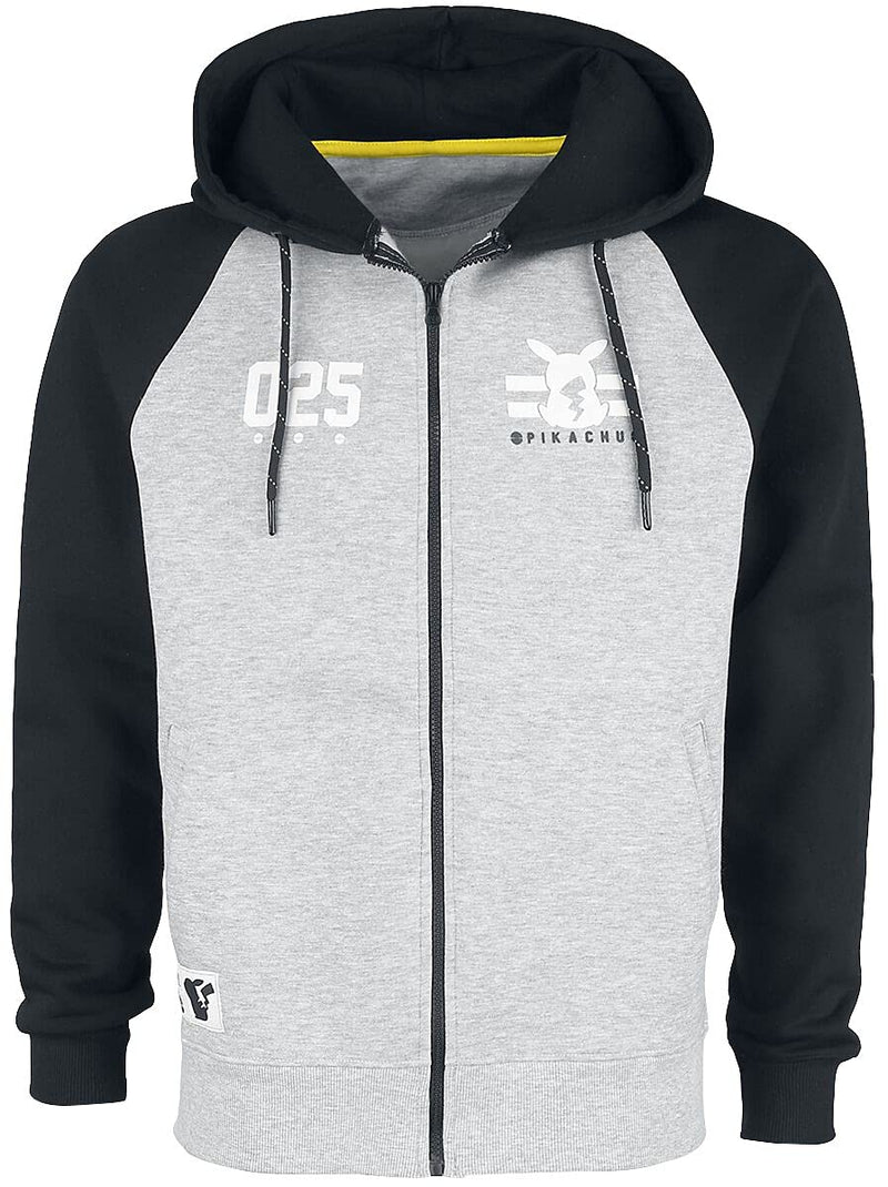 Pokemon: Pika 025 Zipper Grey (Felpa Con Cappuccio Unisex Tg. 2Xl)