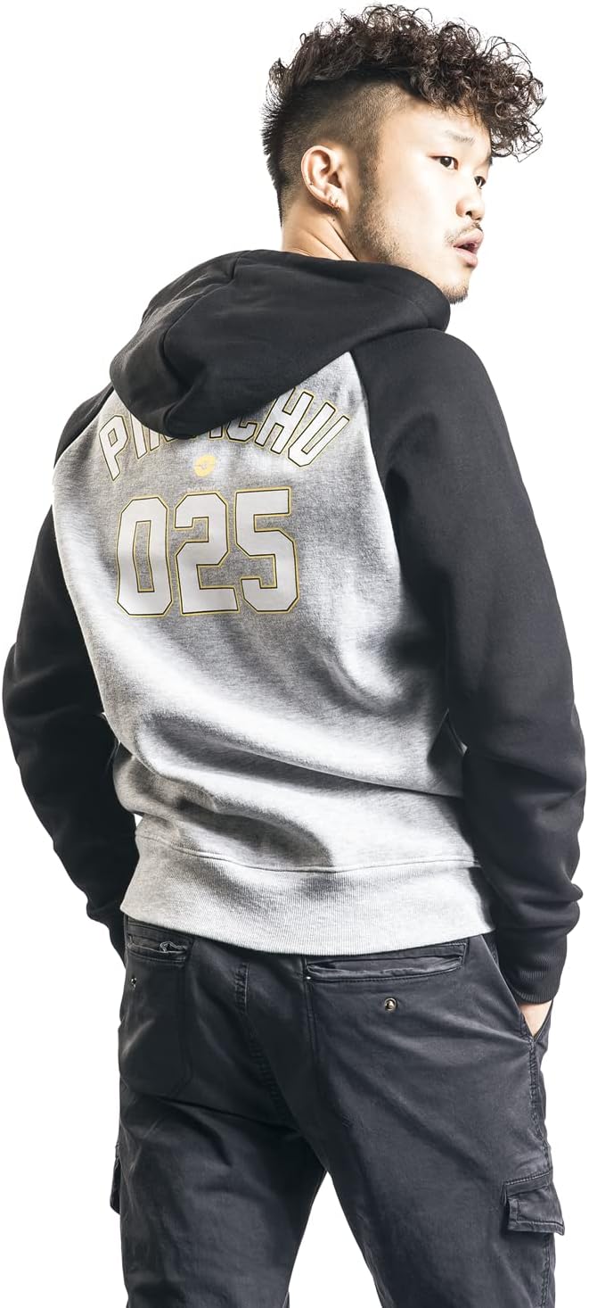 Pokemon: Pika 025 Zipper Grey (Felpa Con Cappuccio Unisex Tg. 2Xl)