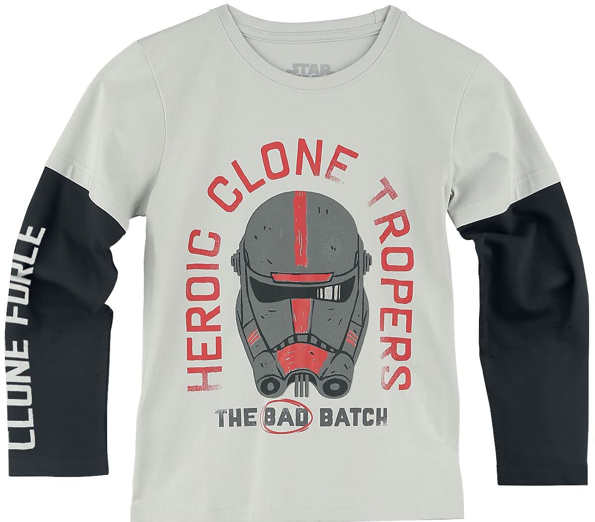 Star Wars: The Bad Batch - Hunter - Double Sleeved T-Shirt - 98/104 Short Sleeved T-Shirts M Grey