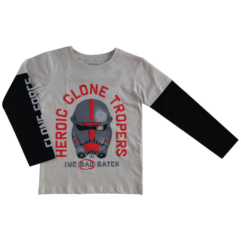 Difuzed Star Wars: The Bad Batch-Hunter-Double Sleeved T-shirt-158/164 T-Shirt, Grigio, 164 Ragazzi