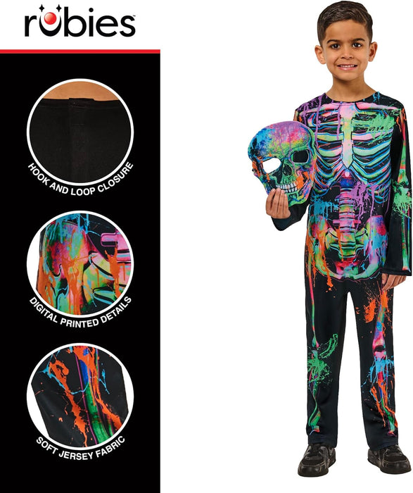 Rubies Official Bonesky Graffiti Skeleton Costume, Kids Fancy Dress