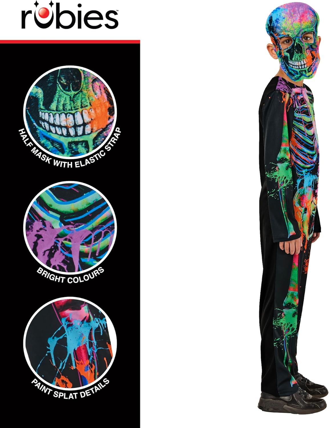Rubies Official Bonesky Graffiti Skeleton Costume, Kids Fancy Dress