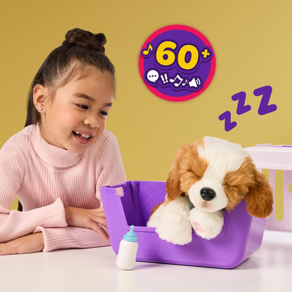 Little Live Pets My Really Real Puppy – Patches; Interaktiver Welpe; 60+ Geräusche/Reaktionen; realistisches Aussehen; 1 aus 72 Varianten; Spielset mit Transportbox; Batterien enthalten; ab 5 Jahren