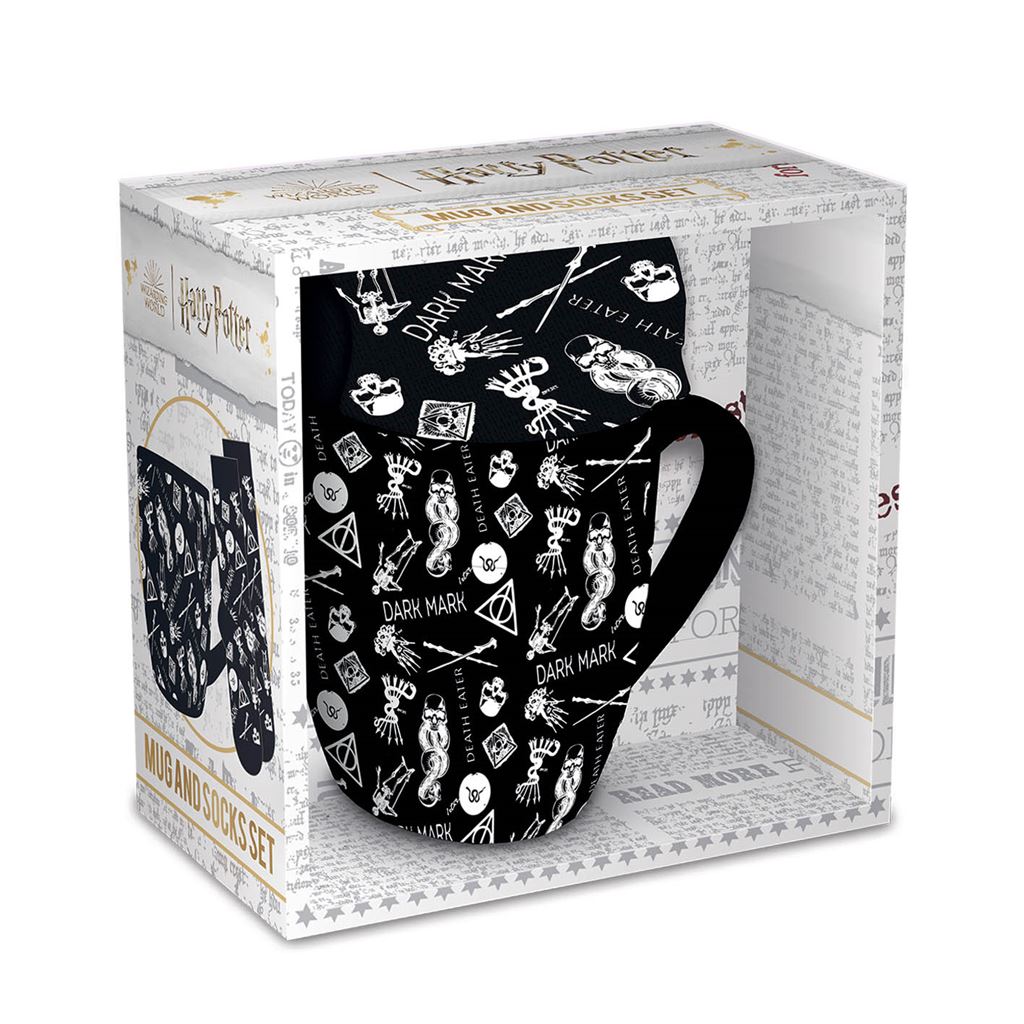 Pyramid International Harry Potter (Dark Arts) Ensemble tasse et chaussettes confortables – Cadeau unique pour les femmes potiers – Tasse en céramique durable et chaussettes confortables
