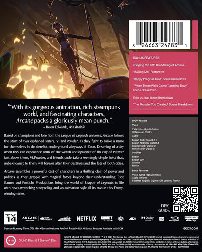 ARCANE: LEAGUE OF LEGENDS: SEASON ONE (LIMITED EDITION STEELBOOK) (4K UHD