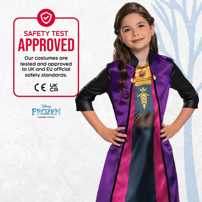 Disney Official Frozen 2 Travelling Anna Standard Costume Kids, Princess Dress Up for Girls