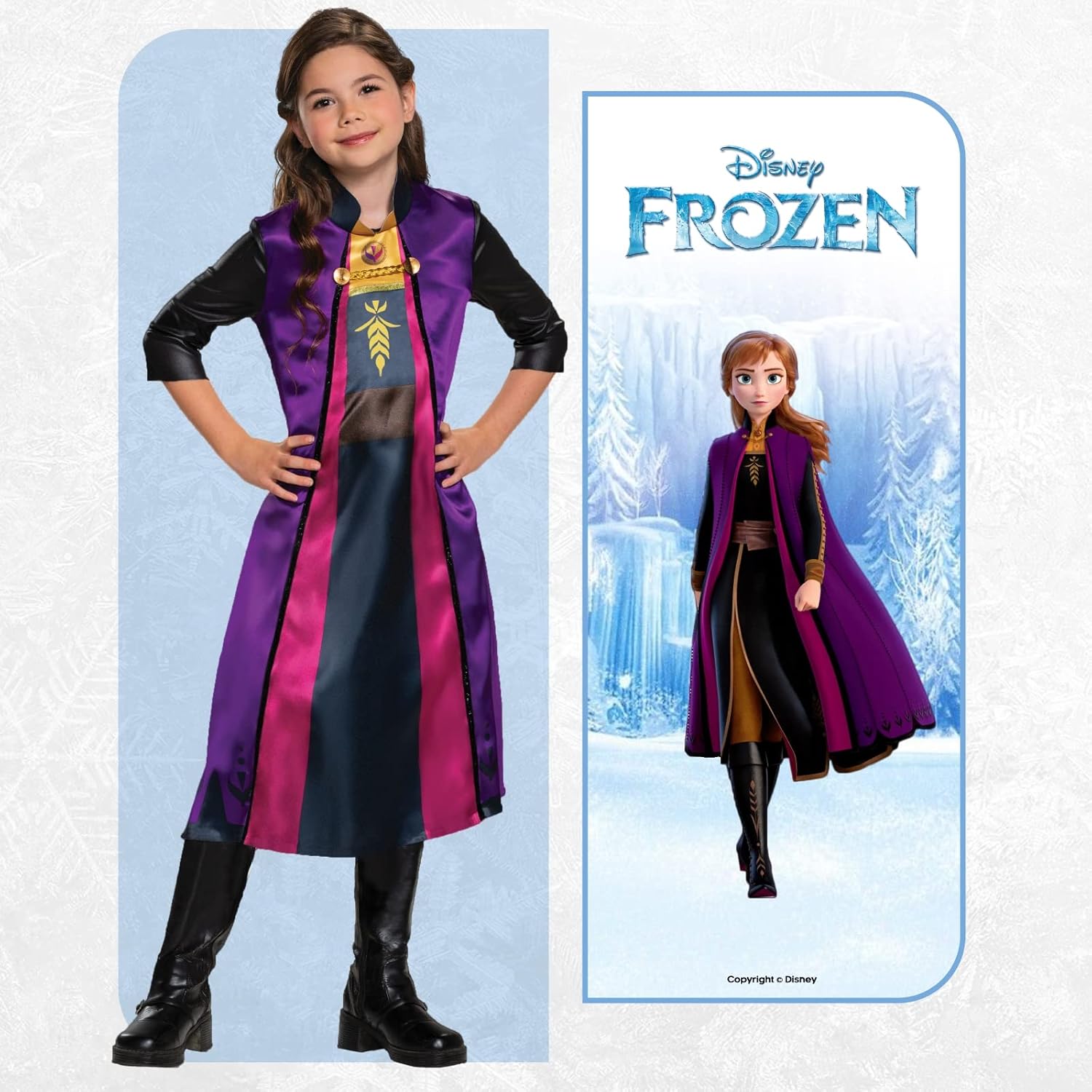 Disney Official Frozen 2 Travelling Anna Standard Costume Kids, Princess Dress Up for Girls