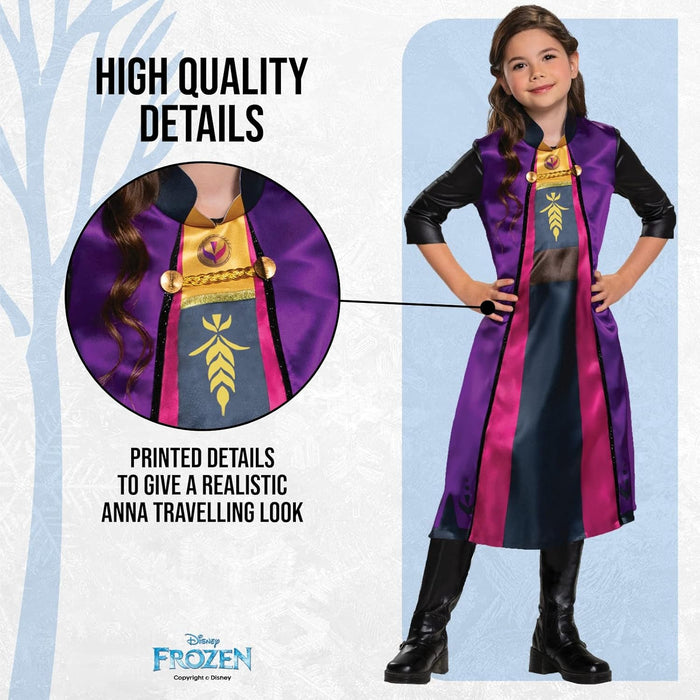 Disney Official Frozen 2 Travelling Anna Standard Costume Kids, Princess Dress Up for Girls