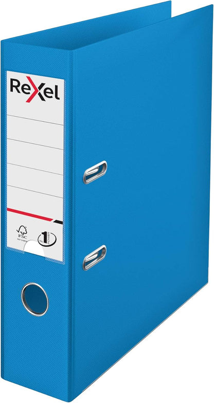 Rexel Choices A4 Lever Arch Files, 3-Pack Assorted Colors (Black, Red, Blue), Durable Plastic on Board, Patented No.1 Locking Mechanism, Replaceable Spine Labels, Ring Binder, Office File Organizer