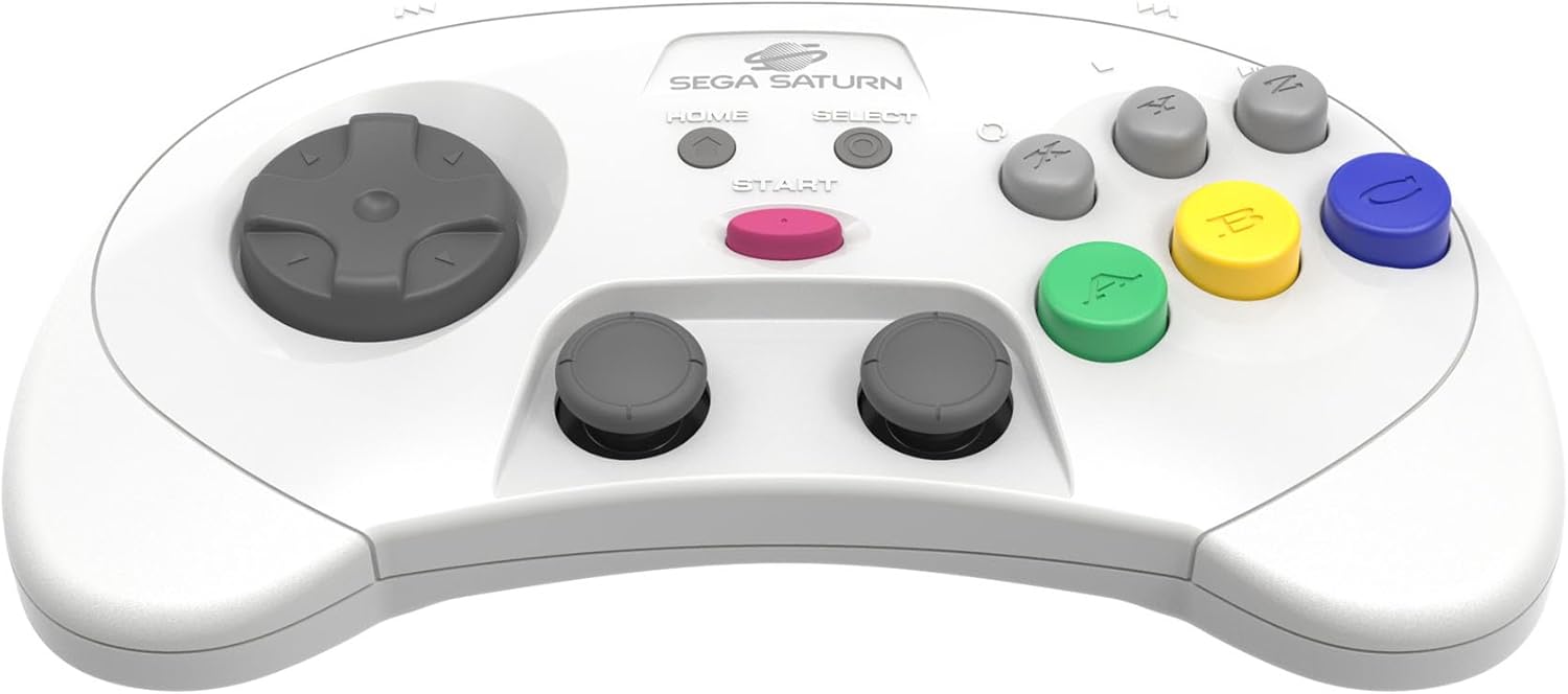 Retro-Bit SEGA Saturn® 2.4GHz Wireless Pro Controller for Sega Saturn, Sega Mega Drive Mini, Switch, PC, Mac - White