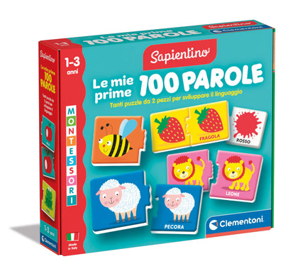 Clementoni - Sapientino Prime 100 1 Year Flashcards, Flashcards for Children, Montessori Game to Learn New Words, in Italian, Made in Italy, 16851, Multi-Colour