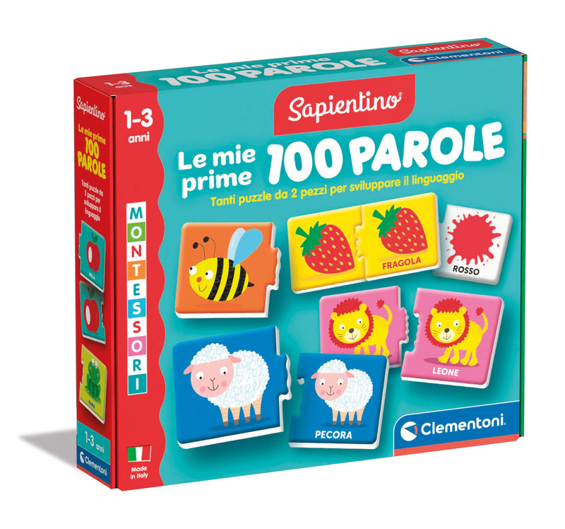 Clementoni - Sapientino Prime 100 1 Year Flashcards, Flashcards for Children, Montessori Game to Learn New Words, in Italian, Made in Italy, 16851, Multi-Colour