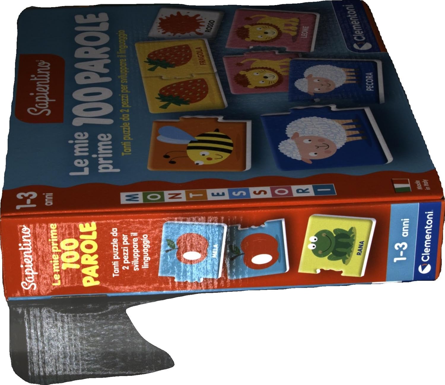 Clementoni - Sapientino Prime 100 1 Year Flashcards, Flashcards for Children, Montessori Game to Learn New Words, in Italian, Made in Italy, 16851, Multi-Colour