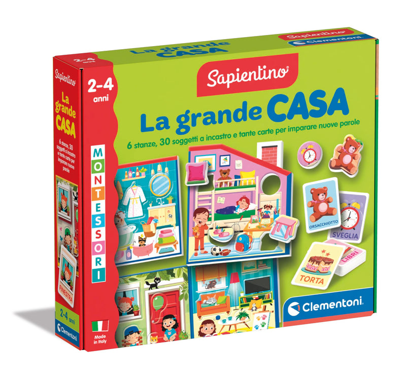 Clementoni - Sapientino Grande Case-Game 2 Years, Montessori Flashcards, Flashcards, Learning New Words, Language and Logical Thinking, Made in Italy, 16853, Multi-Colour