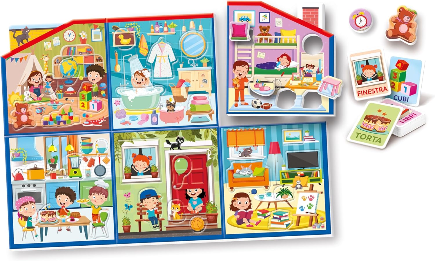 Clementoni - Sapientino Grande Case-Game 2 Years, Montessori Flashcards, Flashcards, Learning New Words, Language and Logical Thinking, Made in Italy, 16853, Multi-Colour