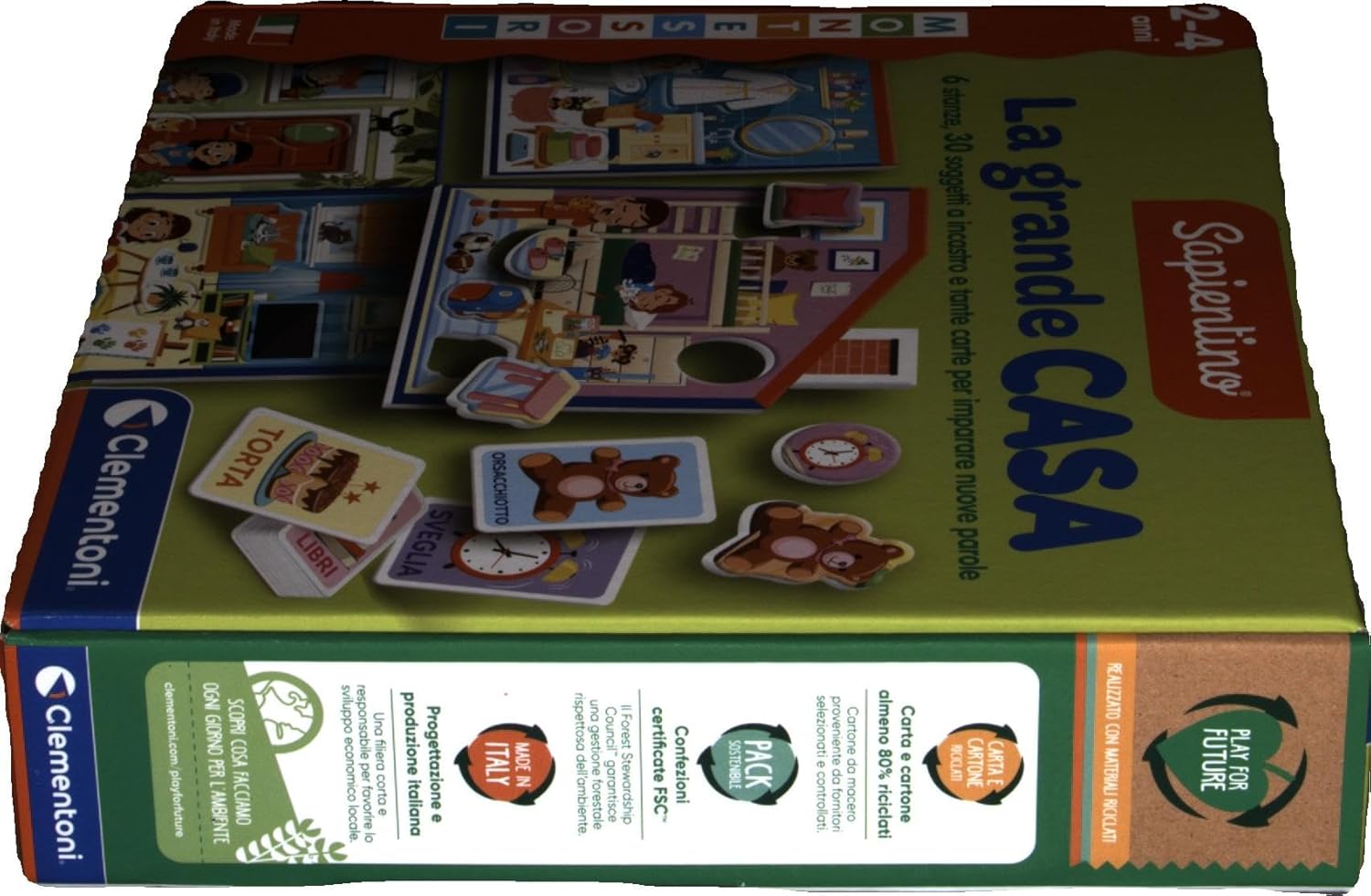 Clementoni - Sapientino Grande Case-Game 2 Years, Montessori Flashcards, Flashcards, Learning New Words, Language and Logical Thinking, Made in Italy, 16853, Multi-Colour