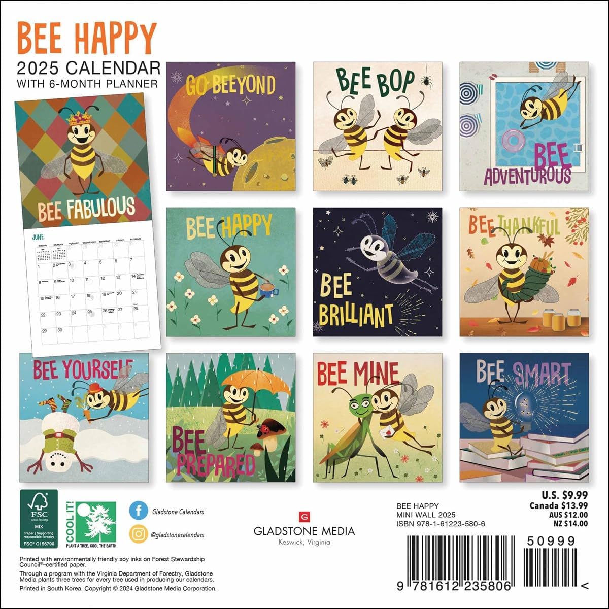 Bee Happy Mini Calendar 2025