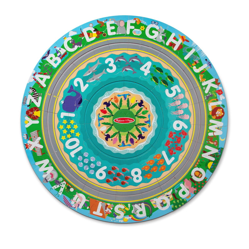 Melissa & Doug Bodenpuzzle Schienen rund um die Küste aus Karton und aufziehbare Fahrzeuge – 48 Teile, für Jungen und Mädchen ab 3 Jahren