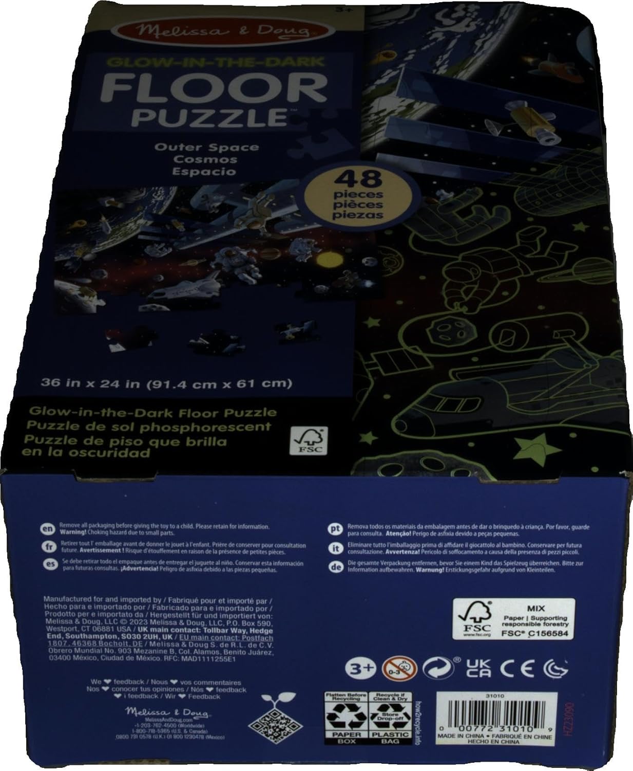 Melissa & Doug Glow-in-the-dark kartonnen legpuzzel 48 stukjes, voor jongens en meisjes vanaf 3 jaar, Puzzel, Montessori speelgoed 3 jaar, Busy board, Educatief speelgoed, Cadeau voor jongen of meisje