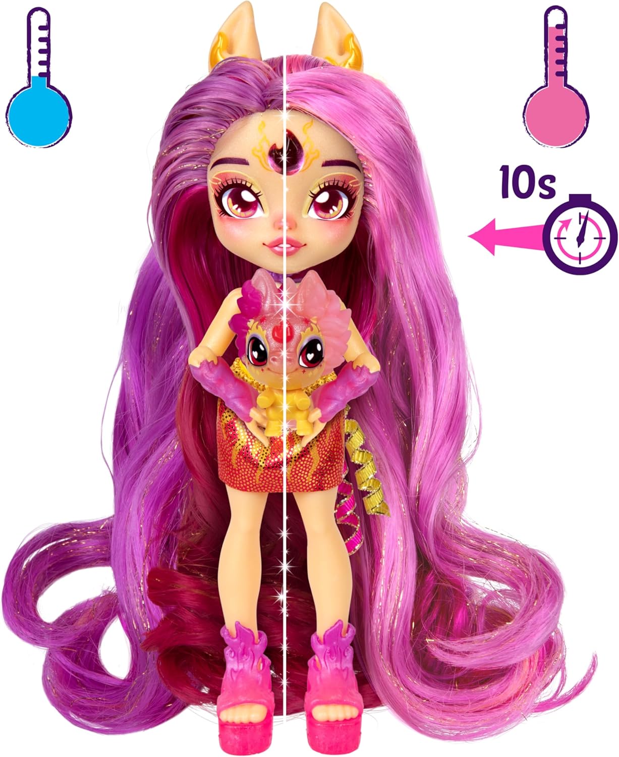 Magic Mixies - Pixlings Deluxe Pack Pippa the Firehorse Pixling Now With Shimmer Reveal! Create And Mix A Magic Potion That Magically Reveals A Beautiful 6.5" Pixling Doll