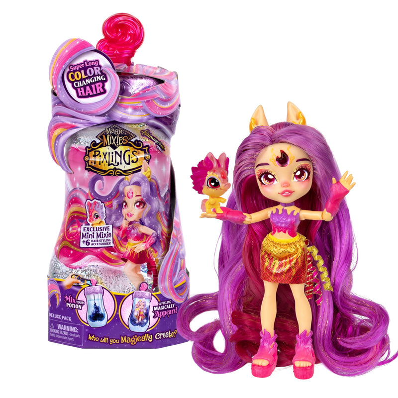 Magic Mixies - Pixlings Deluxe Pack Pippa the Firehorse Pixling Now With Shimmer Reveal! Create And Mix A Magic Potion That Magically Reveals A Beautiful 6.5" Pixling Doll