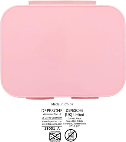 Depesche 13031 Ylvi Colour Cloud Lunch Box in Pink Unicorn Pattern and Rainbow Lunch Box with 3 Compartments and Transparent Lid, Multi-Coloured