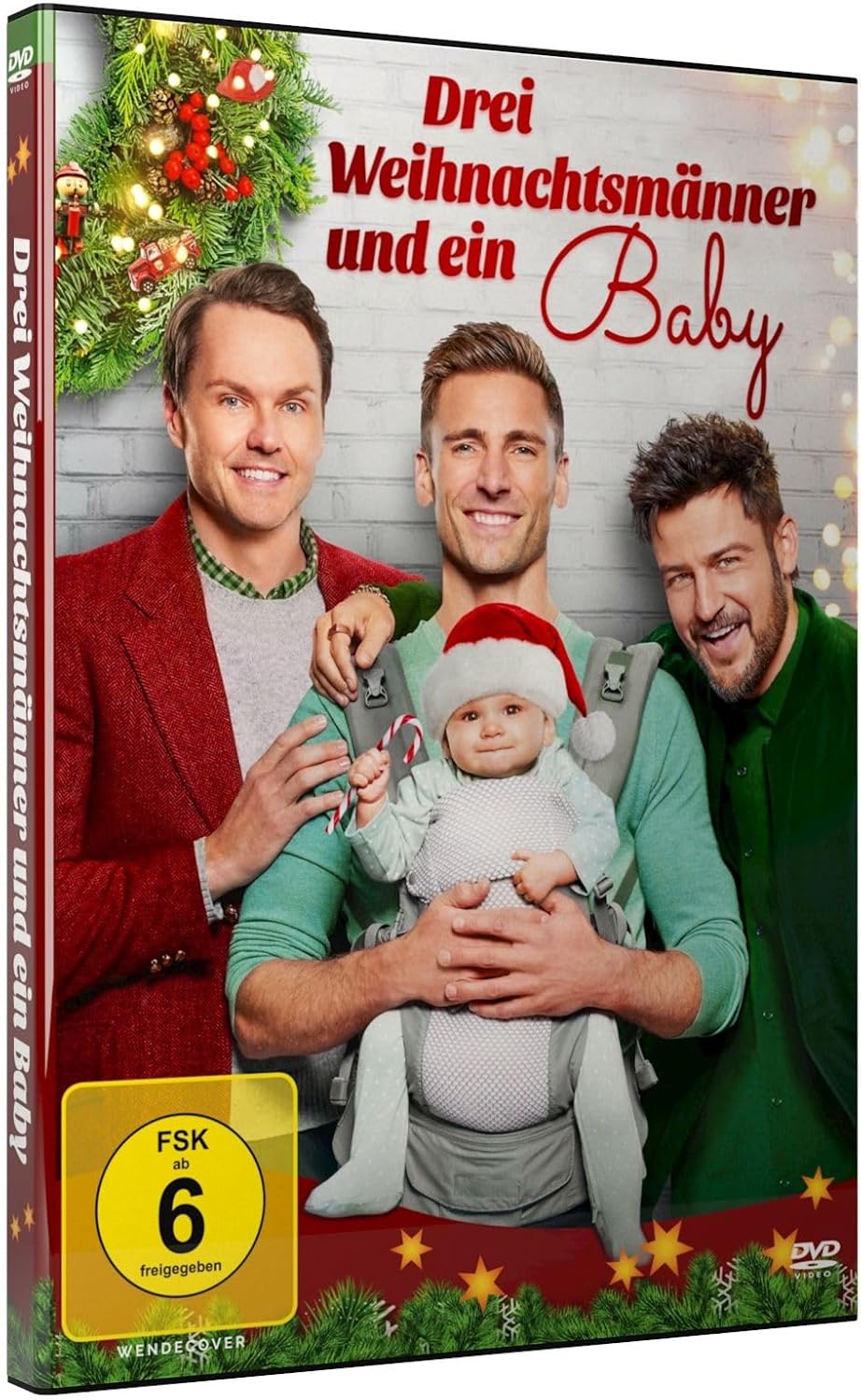 Drei Weihnachtsmänner und ein Baby