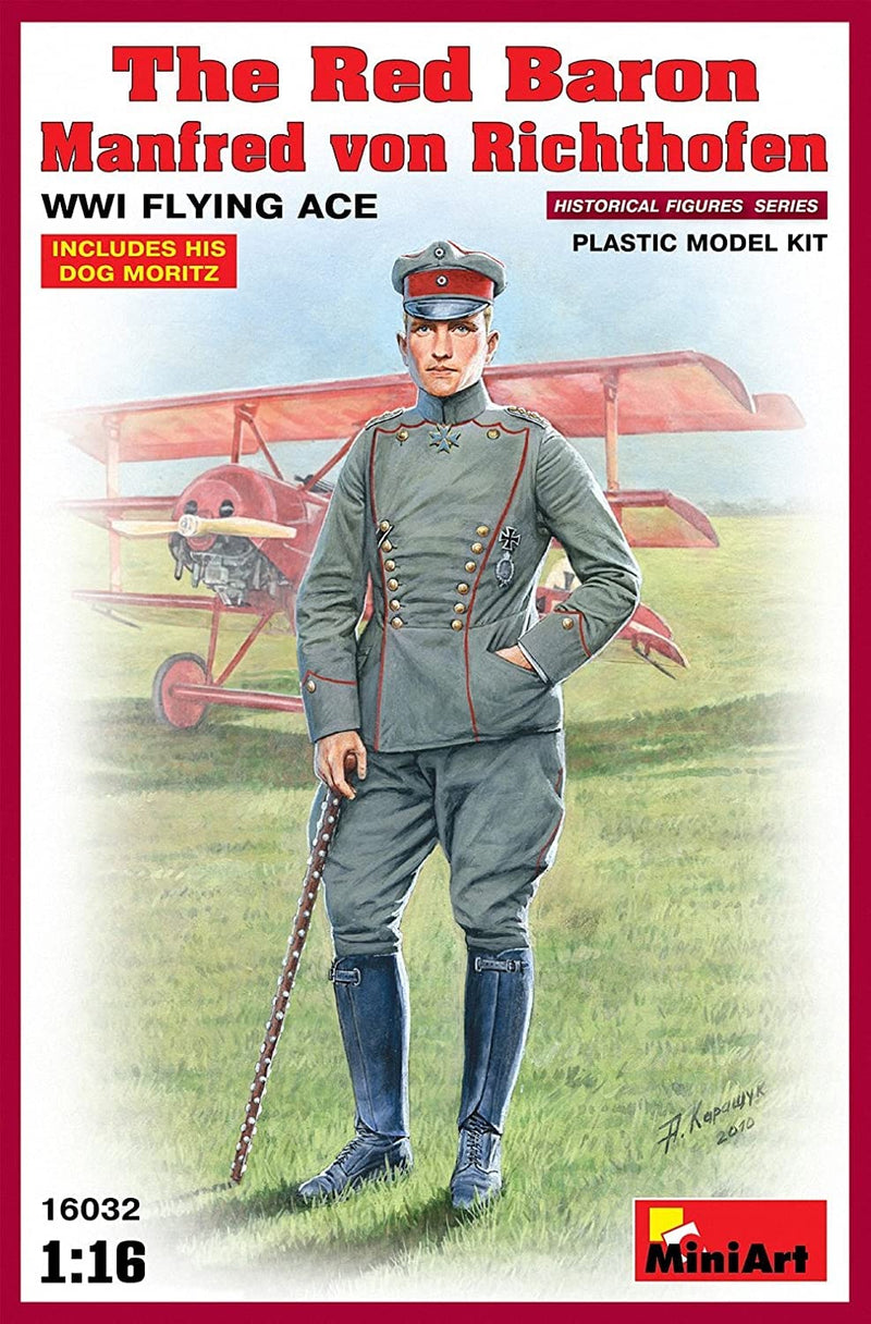 Miniart 1:16 Schaal The Red Baron Manfred von Rihthofen WWI Flying Ace Plastic Model Kit