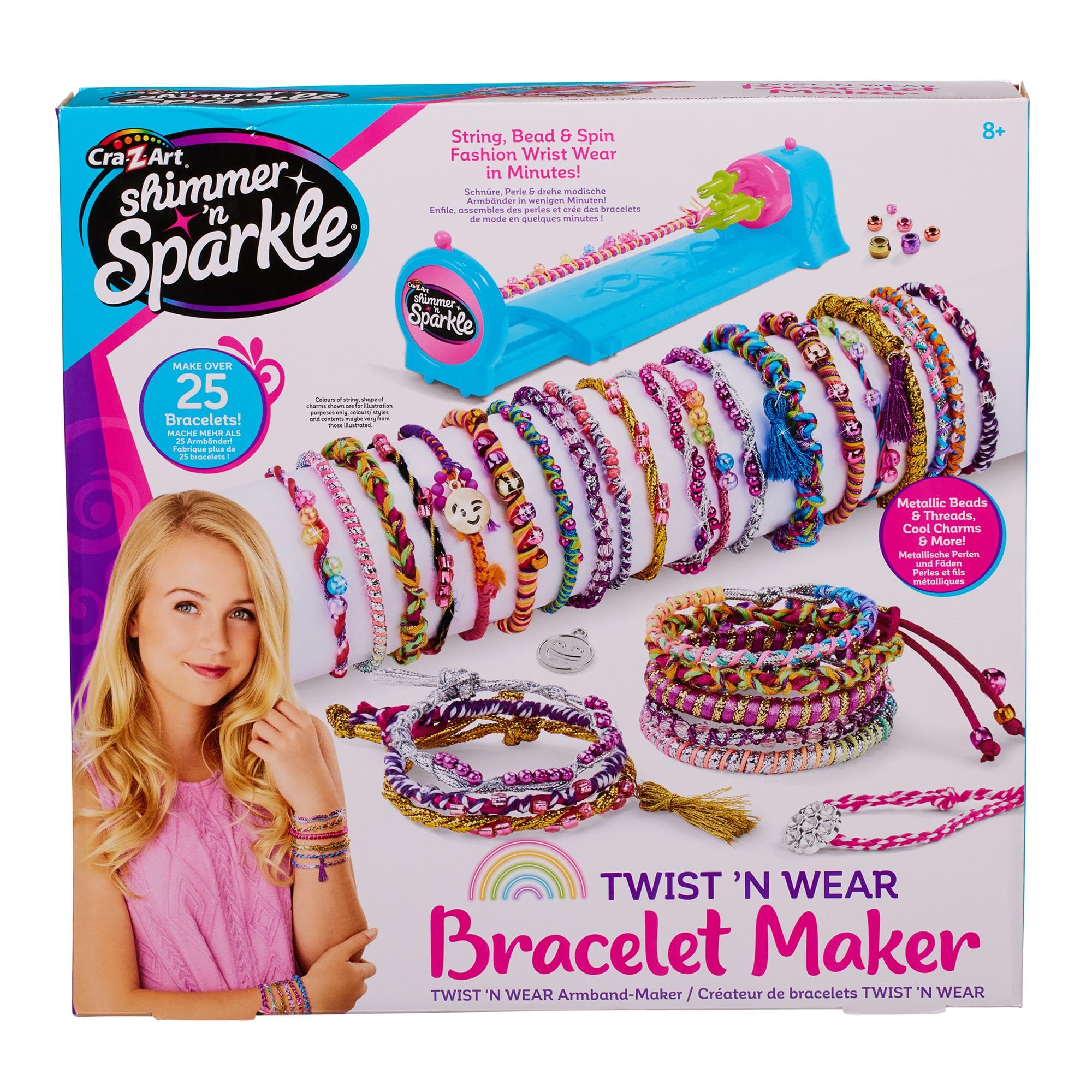 CRA-Z-ART Shimmer N Sparkle Twist N Wear Fashion Maker Bracelet Maker Friendship Bracelet Craft kit for Kids Jewellery Making Sets Birthday Gifts for Girls
