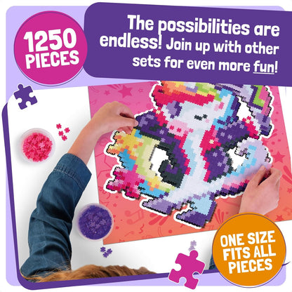 Fat Brain Toys Jixelz Magic Moves Art Set 1250 Pcs - Pixel Art Craft Kits for Kids, Joins Together Without Glue, Water or Ironing - Jigsaw Mosaic Tiles Arts and Crafts for Kids 6 Years Plus