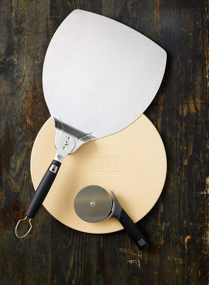 Weber Pizzaheber, aus Edelszahl, platzsparend - mit klappbaren Griff zum einfachen Verstauen, spülmaschinenfest - Schwarz / Silber (6691)