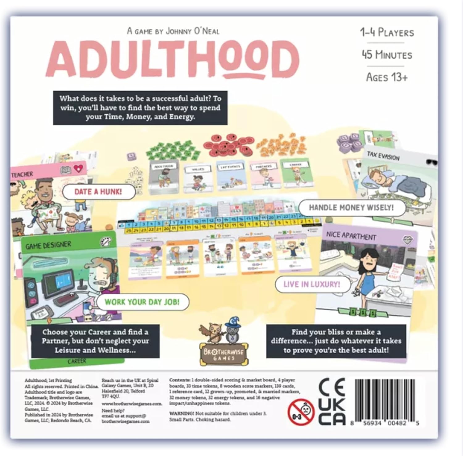 Brotherwise Games Adulthood – Relatable Life Strategy Board Game, Navigate Challenges of Growing Up, Fun for 2-4 Players, Ages 13+