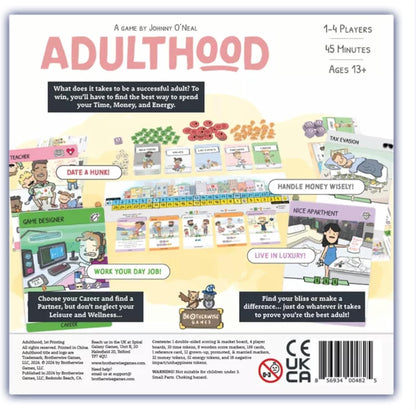 Brotherwise Games Adulthood – Relatable Life Strategy Board Game, Navigate Challenges of Growing Up, Fun for 2-4 Players, Ages 13+