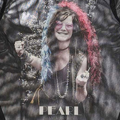 Janis Joplin Ladies Crop Top: Pearl Garden (Mesh) (Medium)