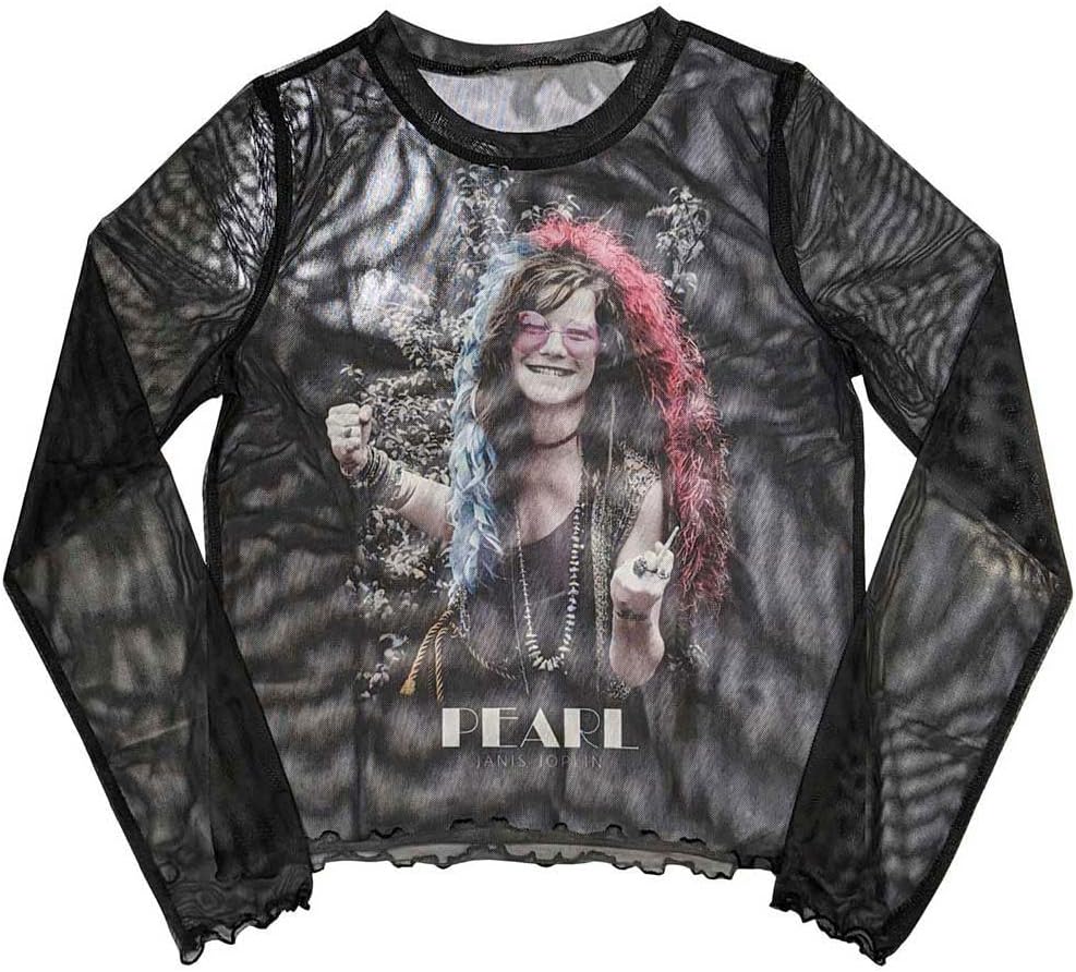 Janis Joplin Ladies Crop Top: Pearl Garden (Mesh) (Medium)