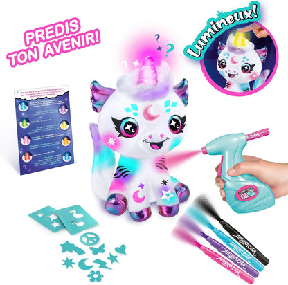Airbrush Plush Customisable cosmic unicorn plush - decorate your own plush, wash & repeat, ask your unicorn a question and reveal the answer with the magic horn, White