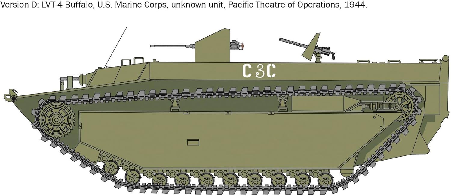 Italeri 6752 1:35 LVT-4 Water Buffalo, Stand Model Building, Crafts, Hobby, Gluing, Plastic, Detailed Military Kit, Tank 1:56
