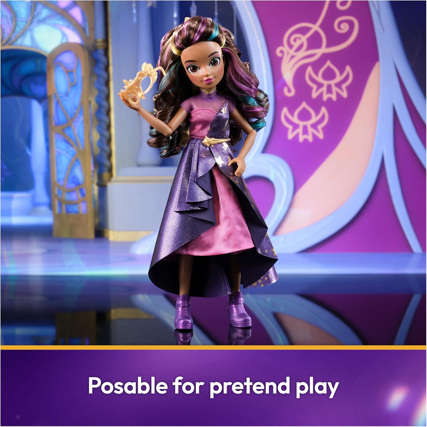 Unicorn Academy, Sophia Deluxe Masquerade Ball Doll with 9 Doll Accessories and Rainbow-Streaked Hair, 24.1cm, Dolls and Unicorn Toys for Girls