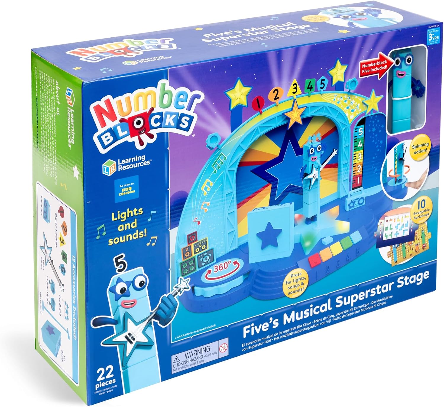 Learning Resources Numberblock Five’s Magical Superstar Stage, Toys for 3 Year Old Boys and Girls, Deluxe Playset with Five Figure Included