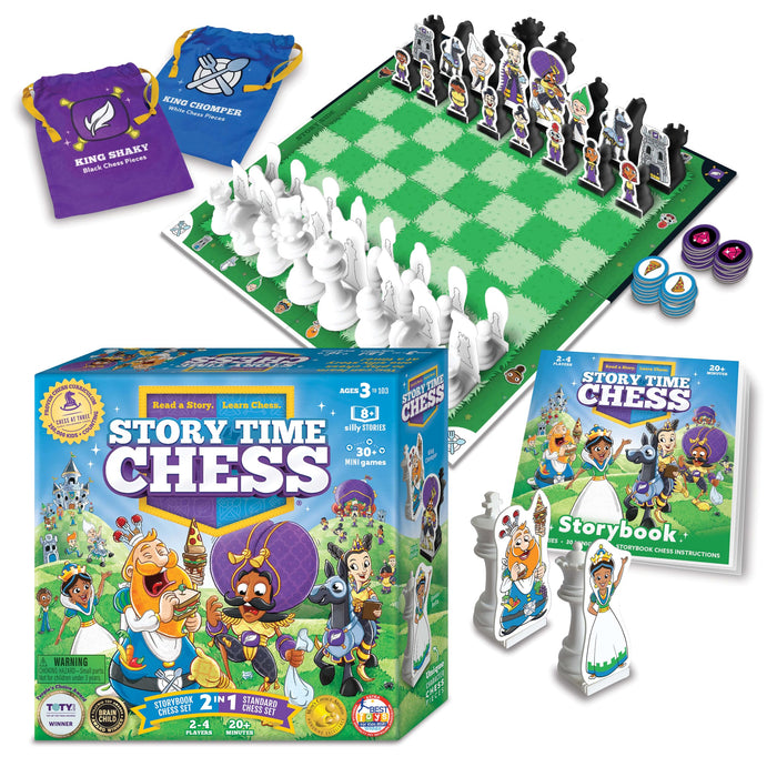 Story Time Chess - Beginners Chess, Kids Chess Set with Book, Chess Game, Traditional Learning Board Games for Boys & Girls Ages 3-103