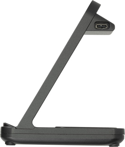 RIVACASE VA4916 WH3 - Caricatore wireless 3 in 1, ricarica 3 dispositivi contemporaneamente, certificato Qi 15 W, caricabatterie wireless, veloce, potente, nero
