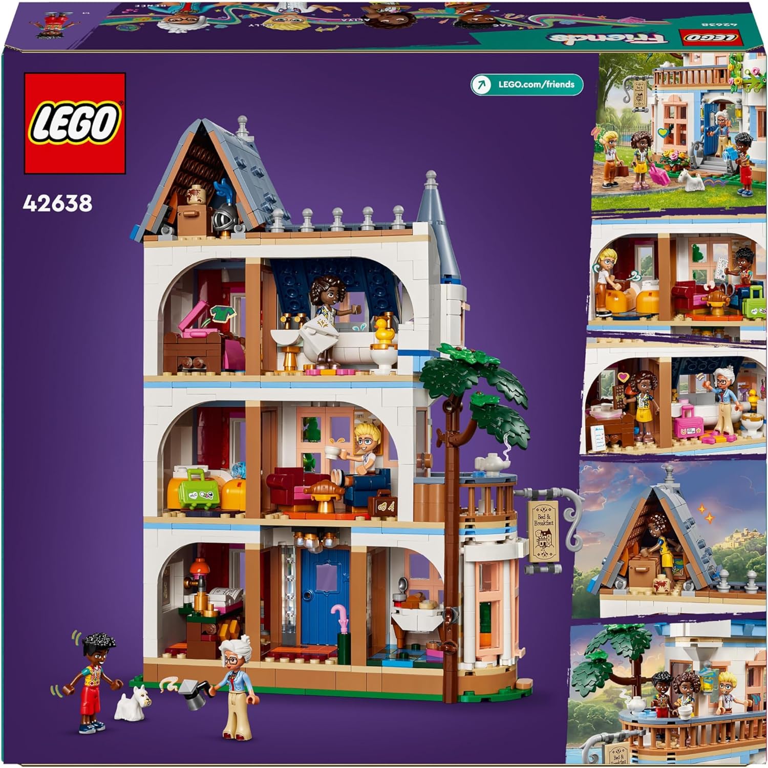 LEGO Friends Castle Bed and Breakfast Hotel Playset, Building Toy for 12 Plus Year Old Kids, with 4 Mini-Dolls, a Dog Figure and Accessories, Gift Idea for Girls, Boys and Teens 42638