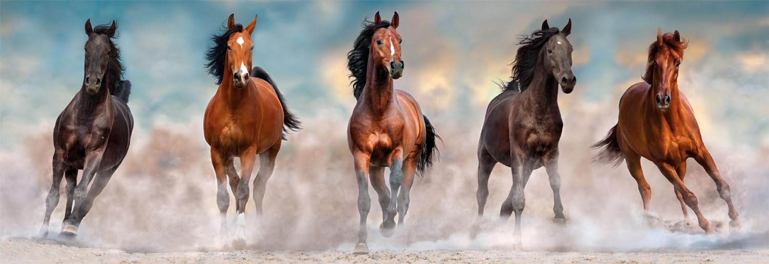 Clementoni 39875 Horses, Panorama, 1000 Teile Puzzle, für Erwachsene, Hergestellt in Italien, Multicolor-39875, Multicolor