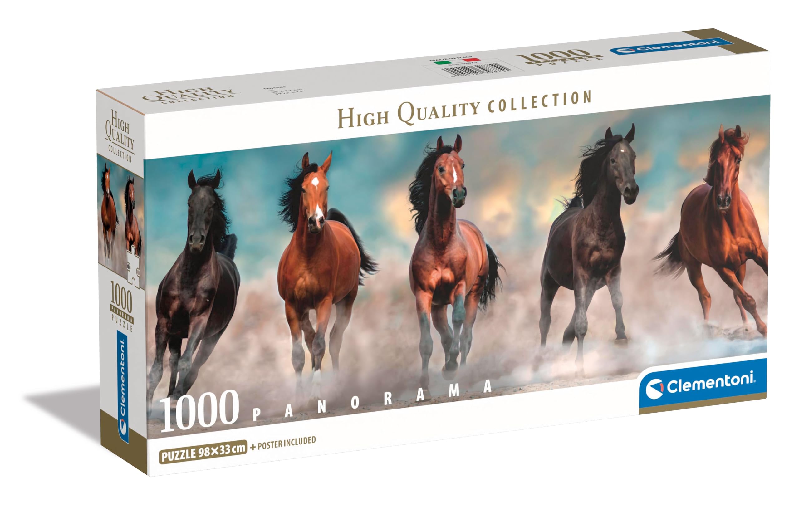 Clementoni 39875 Horses, Panorama, 1000 Teile Puzzle, für Erwachsene, Hergestellt in Italien, Multicolor-39875, Multicolor
