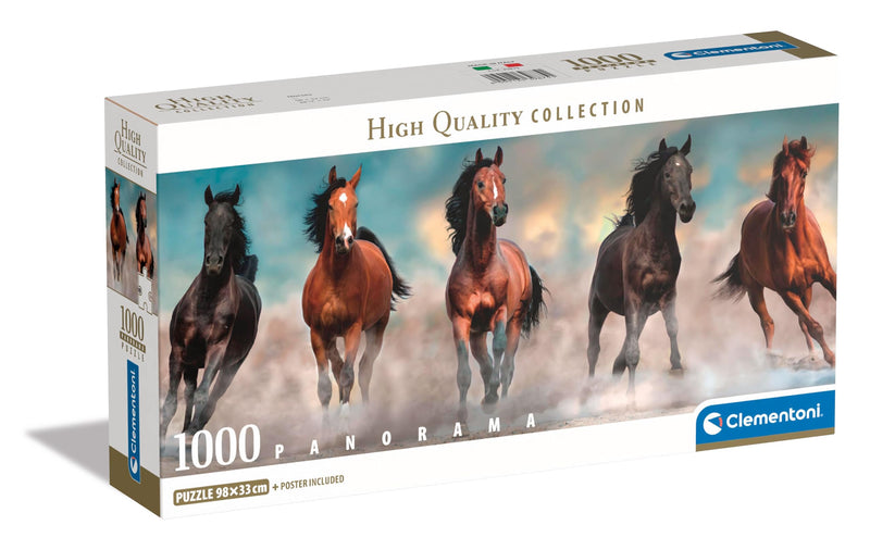 Clementoni 39875 Horses, Panorama, 1000 Teile Puzzle, für Erwachsene, Hergestellt in Italien, Multicolor-39875, Multicolor